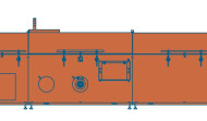 1.50 m Allungo Ingresso + 1 m modulo Aria Calda Passivo + 2 m  modulo Aria Calda Attivo + 2 m modulo Aria Calda Passivo + Cappa  Estrazioni Fumi + Cappa Raffreddamento + 1.50 m Allungo Uscita